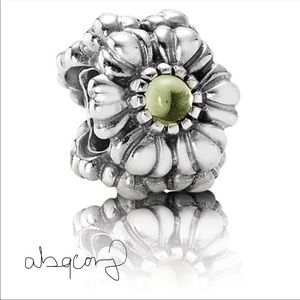 EUC Pandora 790580PE Sterling Silver August Birthday Blooms Charm - RETIRED!
